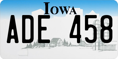 IA license plate ADE458