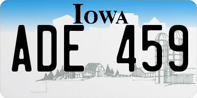 IA license plate ADE459