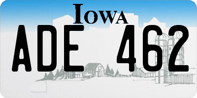 IA license plate ADE462