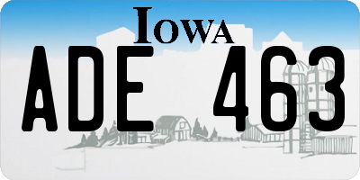 IA license plate ADE463