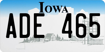 IA license plate ADE465