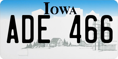 IA license plate ADE466