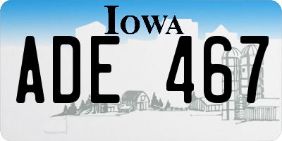 IA license plate ADE467