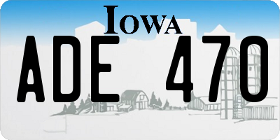 IA license plate ADE470