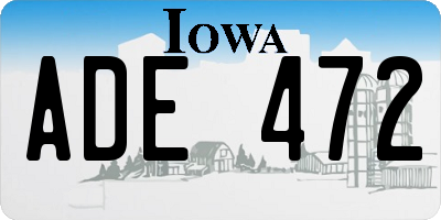 IA license plate ADE472
