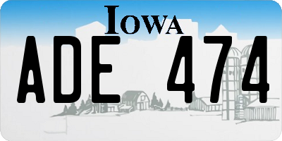 IA license plate ADE474