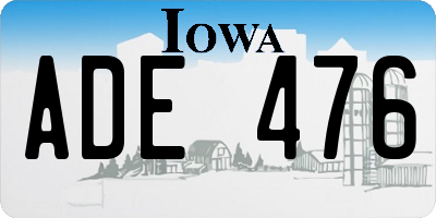 IA license plate ADE476