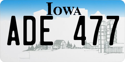 IA license plate ADE477
