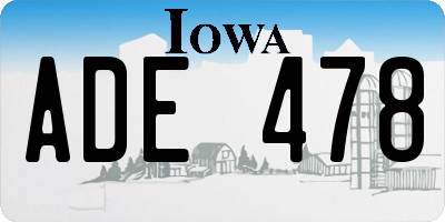 IA license plate ADE478