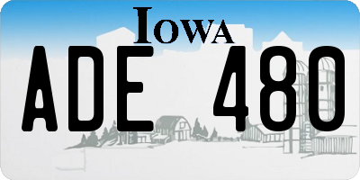 IA license plate ADE480