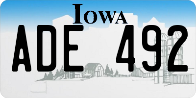 IA license plate ADE492