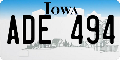 IA license plate ADE494