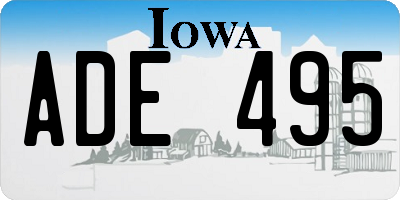 IA license plate ADE495