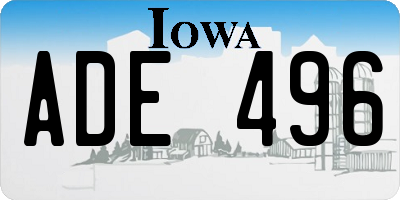 IA license plate ADE496
