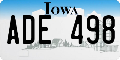 IA license plate ADE498