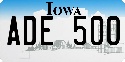 IA license plate ADE500