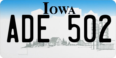 IA license plate ADE502