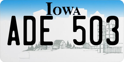 IA license plate ADE503