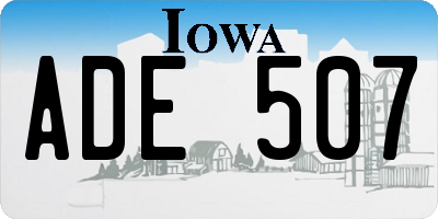 IA license plate ADE507