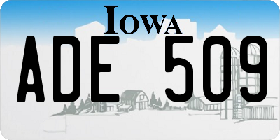 IA license plate ADE509