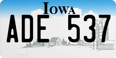 IA license plate ADE537