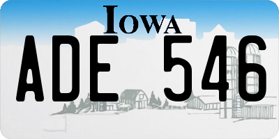 IA license plate ADE546