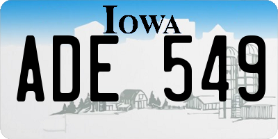 IA license plate ADE549