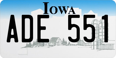 IA license plate ADE551