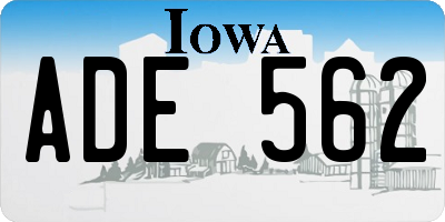 IA license plate ADE562