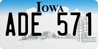 IA license plate ADE571