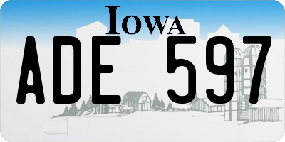 IA license plate ADE597