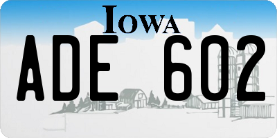 IA license plate ADE602