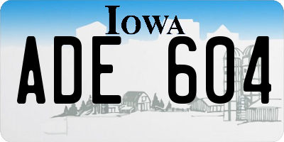 IA license plate ADE604