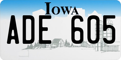 IA license plate ADE605