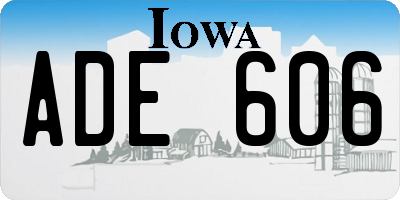 IA license plate ADE606