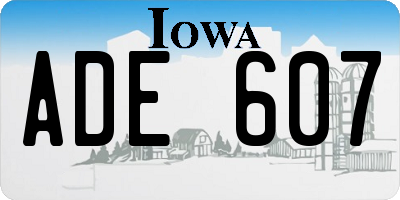 IA license plate ADE607