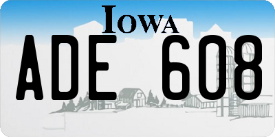 IA license plate ADE608