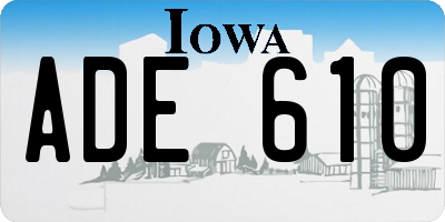 IA license plate ADE610