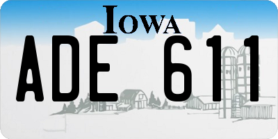 IA license plate ADE611