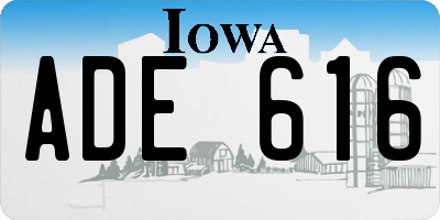 IA license plate ADE616