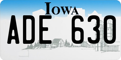 IA license plate ADE630