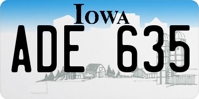 IA license plate ADE635