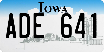 IA license plate ADE641