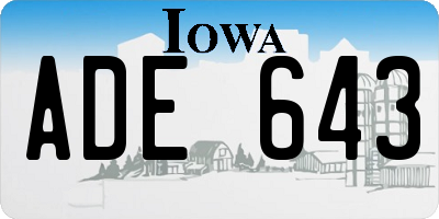 IA license plate ADE643