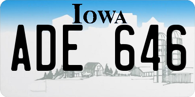 IA license plate ADE646