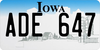 IA license plate ADE647