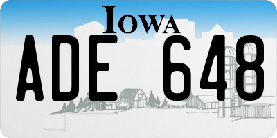 IA license plate ADE648