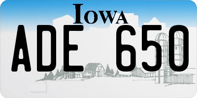 IA license plate ADE650