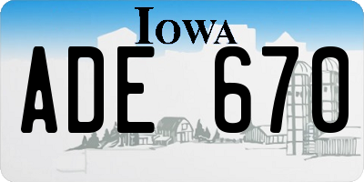 IA license plate ADE670