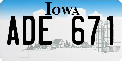 IA license plate ADE671